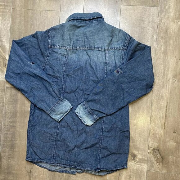Silver Jeans Co Button Down Shirt Size Medium Long Sleeve Denim Look Triple 5 - Picture 2 of 6